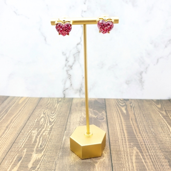 Glitter Heart Stud Earrings - Picture 4 of 4